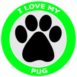 I Love My Pug - 3.5" Die Cut Auto Window Decal