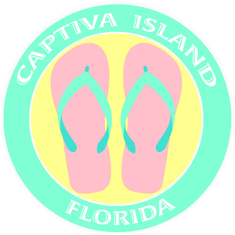 Flip Flops Captiva Island Florida 3.5" Die Cut Auto Window Decal