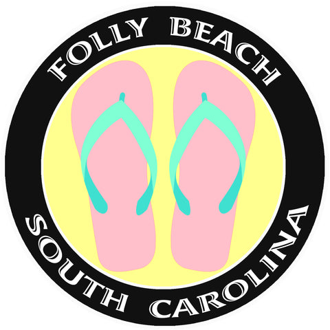 Flip Flops Folly Beach South Carolina 3.5" Die Cut Auto Window Decal
