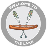 Oars and Canoe Welcome 3.5" Die Cut Window Decal