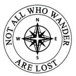 Not All Who Wander Are Lost Compass 10" Die Cut Auto Window Black Decal