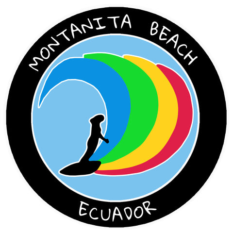 Montanita Beach, Ecuador Surfer 3.5" Die Cut Auto Window Decal