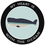 Blue Whale My Heart is with The Ocean 3.5" Die Cut Auto Window Decal