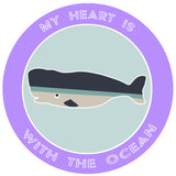 Blue Whale My Heart is with The Ocean 3.5" Die Cut Auto Window Decal