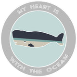 Blue Whale My Heart is with The Ocean 3.5" Die Cut Auto Window Decal