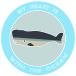 Blue Whale My Heart is with The Ocean 3.5" Die Cut Auto Window Decal