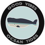 Blue Whale Good Vibes & Ocean Tides 3.5" Die Cut Auto Window Decal