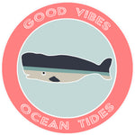 Blue Whale Good Vibes & Ocean Tides 3.5" Die Cut Auto Window Decal
