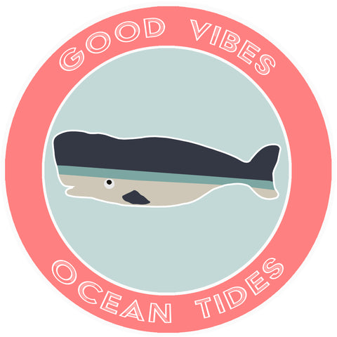 Blue Whale Good Vibes & Ocean Tides 3.5" Die Cut Auto Window Decal