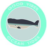 Blue Whale Good Vibes & Ocean Tides 3.5" Die Cut Auto Window Decal