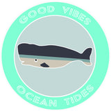 Blue Whale Good Vibes & Ocean Tides 3.5" Die Cut Auto Window Decal