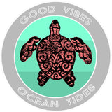 Tribal Turtle Good Vibes & Ocean Tides 3.5" Die Cut Auto Window Decal