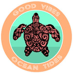 Tribal Turtle Good Vibes & Ocean Tides 3.5" Die Cut Auto Window Decal