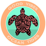 Tribal Turtle Good Vibes & Ocean Tides 3.5" Die Cut Auto Window Decal