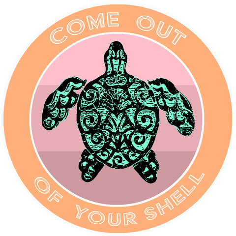 Tribal Turtle Come Out of Your Shell 3.5" Die Cut Auto Window Decal