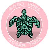 Tribal Turtle Good Vibes & Ocean Tides 3.5" Die Cut Auto Window Decal