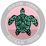 Tribal Turtle Good Vibes & Ocean Tides 3.5" Die Cut Auto Window Decal