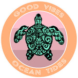 Tribal Turtle Good Vibes & Ocean Tides 3.5" Die Cut Auto Window Decal