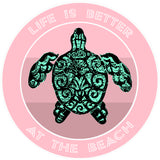 Tribal Turtle Life is Better at the Beach 3.5" Die Cut Auto Window Decal