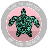 Tribal Turtle Life is Better at the Beach 3.5" Die Cut Auto Window Decal