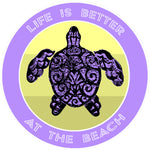 Tribal Turtle Life is Better at the Beach 3.5" Die Cut Auto Window Decal