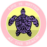 Tribal Turtle Life is Better at the Beach 3.5" Die Cut Auto Window Decal