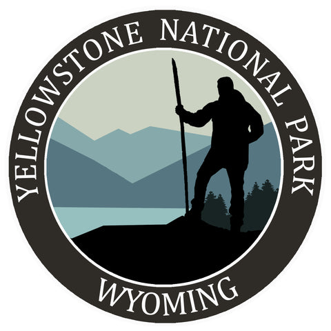 Yellowstone National Park, Wyoming - Hiker 3.5" Die Cut Auto Window Decal