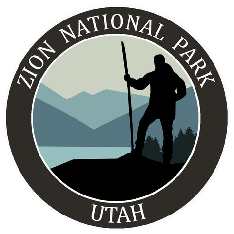 Zion National Park, Utah - Hiker 3.5" Die Cut Auto Window Decal