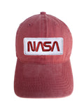 NASA Red and White Adjustable Curved Bill Strap Back Dad Hat Baseball Cap