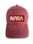 NASA White and Red Adjustable Curved Bill Strap Back Dad Hat Baseball Cap