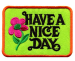 70'S Themed Series - Have A Nice Day - 3.5" Embroidered Patch Iron or Sew-on Flowers Peace Love Hippie