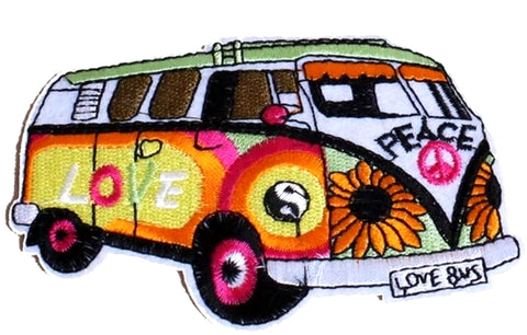 Have a Nice Day 70s Hippie Retro Boho Weed Love Peace Embroidered Patch Iron-on or Sew-on Love Van 70s Themed Series