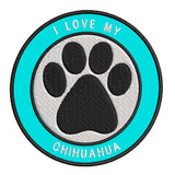 I Love my Chihuahua 3.5" Embroidered Iron or Sew-on Patch