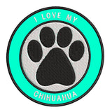 I Love my Chihuahua 3.5" Embroidered Iron or Sew-on Patch