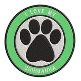 I Love my Chihuahua 3.5" Embroidered Iron or Sew-on Patch