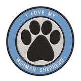 I Love my German Shepherd 3.5" Embroidered Iron or Sew-on Patch