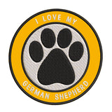 I Love my German Shepherd 3.5" Embroidered Iron or Sew-on Patch