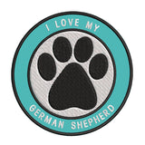 I Love my German Shepherd 3.5" Embroidered Iron or Sew-on Patch