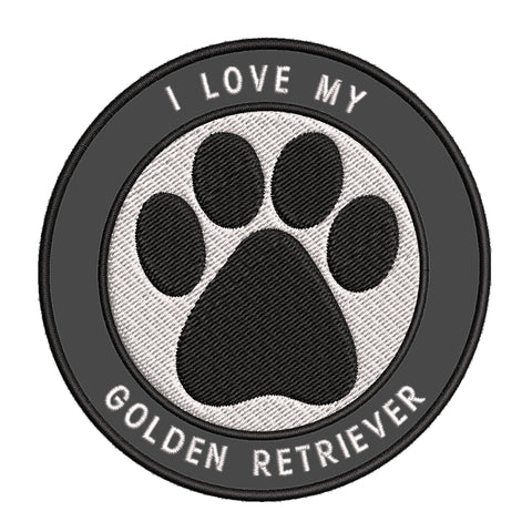 I Love my Golden Retriever 3.5" Embroidered Iron or Sew-on Patch