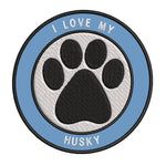 I Love my Husky 3.5" Embroidered Iron or Sew-on Patch