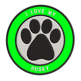 I Love my Husky 3.5" Embroidered Iron or Sew-on Patch