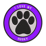 I Love my Husky 3.5" Embroidered Iron or Sew-on Patch