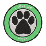 I Love my Husky 3.5" Embroidered Iron or Sew-on Patch