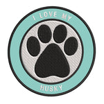 I Love my Husky 3.5" Embroidered Iron or Sew-on Patch