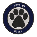 I Love my Husky 3.5" Embroidered Iron or Sew-on Patch