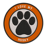 I Love my Husky 3.5" Embroidered Iron or Sew-on Patch