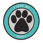 I Love my Husky 3.5" Embroidered Iron or Sew-on Patch