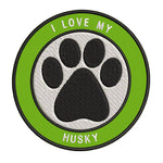 I Love my Husky 3.5" Embroidered Iron or Sew-on Patch