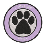 I Love my Husky 3.5" Embroidered Iron or Sew-on Patch