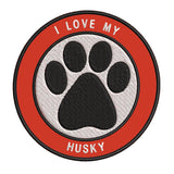 I Love my Husky 3.5" Embroidered Iron or Sew-on Patch